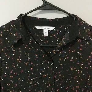 Popsugar XS star patterned button up blouse